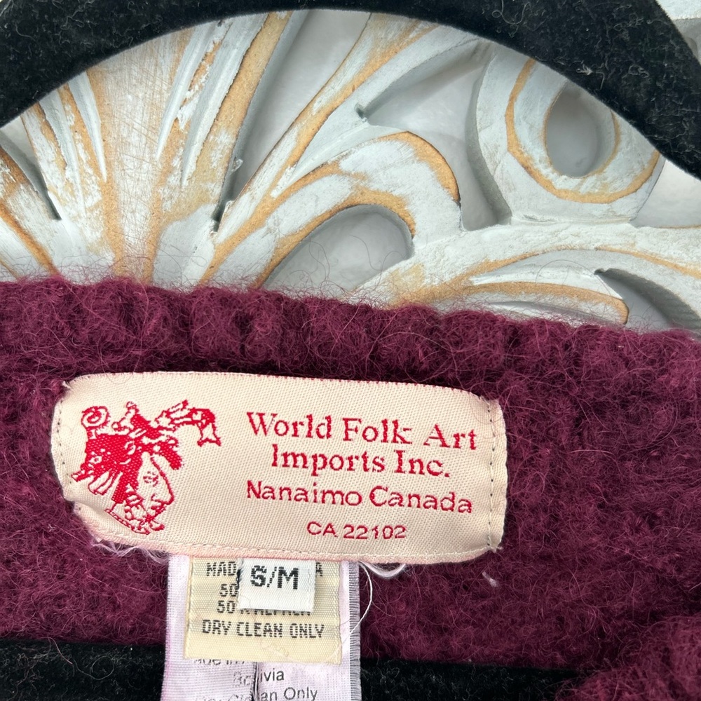 World Folk Art Knit Sweater – Burgundy – Small/Medium - Picture 5 of 5